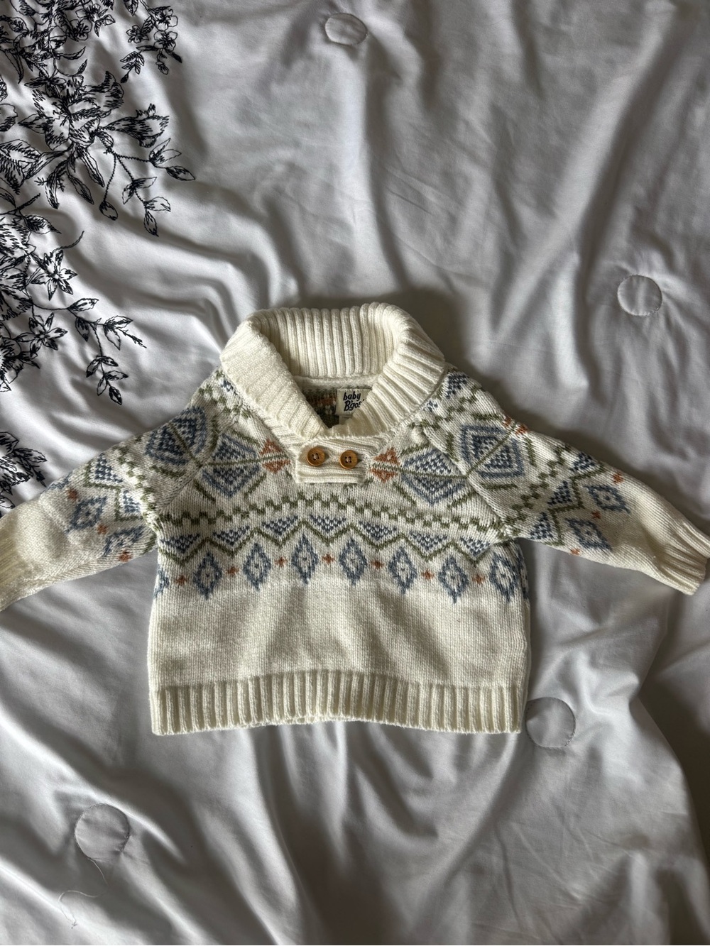Baby B’gosh Fair Isle Knit Sweater Shawl Collar 3M